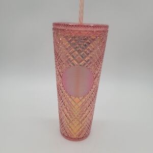 Starbucks 2021 Holiday Jeweled Studded Rose Gold Cold Cup Tumbler 24 Oz Venti